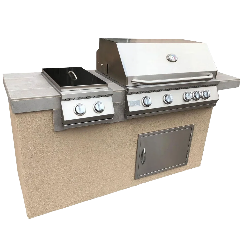 antigua6-main Kokomo Antigua 6' BBQ Island Built In BBQ Grill Side Burner and Bar on one Side - Image 1