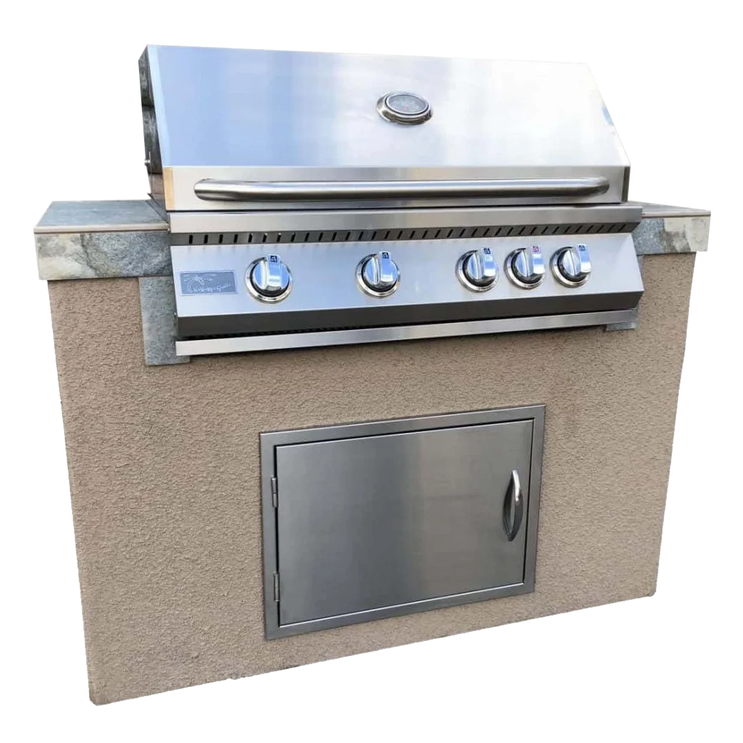 panama4-main Kokomo Panama 4' BBQ Island with 4 Burner Built In BBQ Grill - Image 1