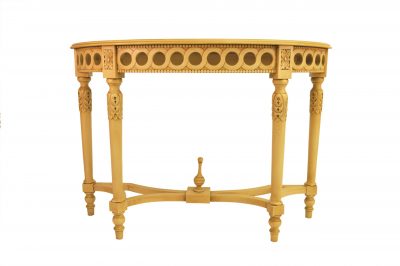 Anderson Teak Neoclassical Demilune Console w/ Crackle Finish Table Top