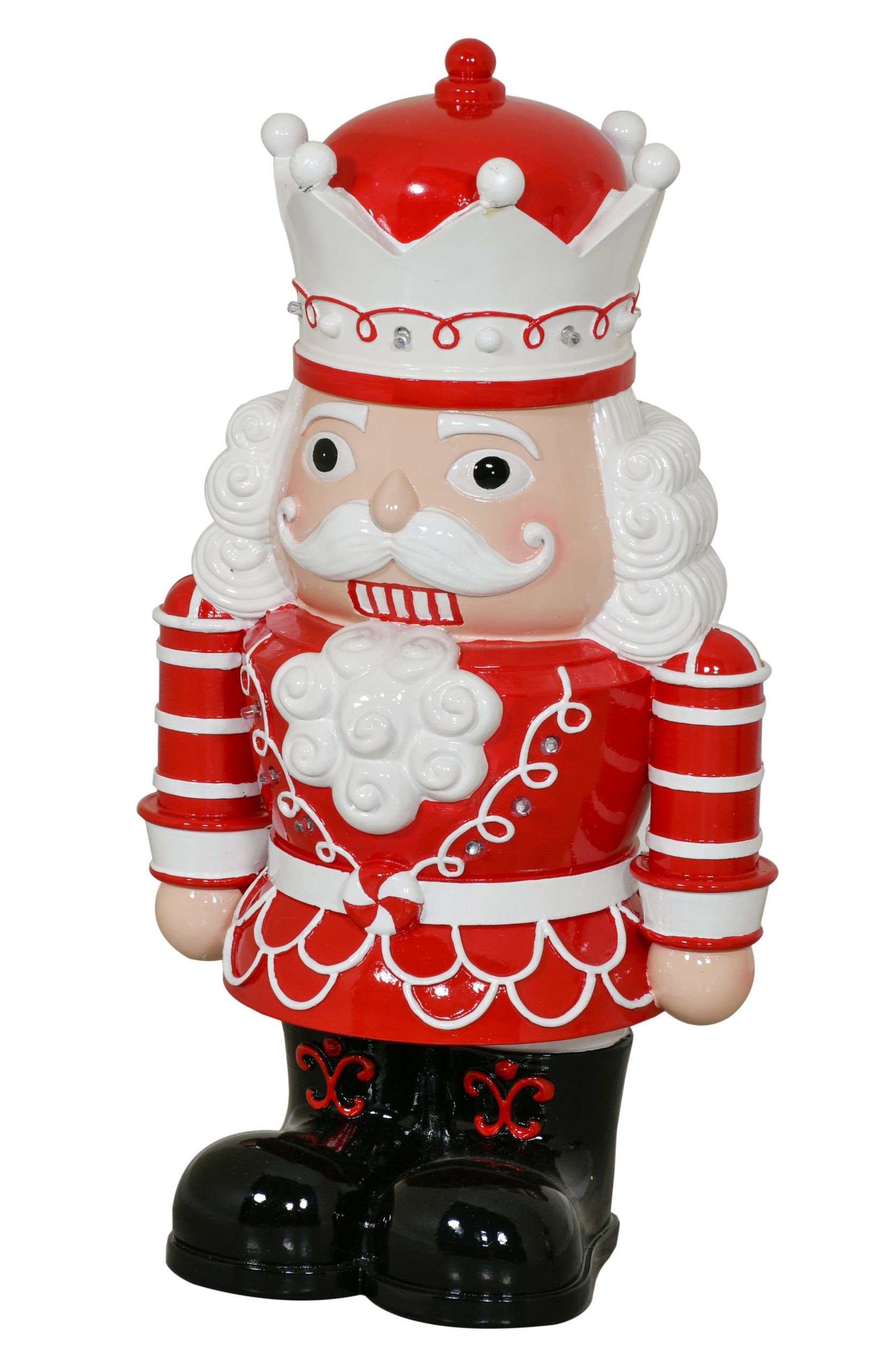 12025192 Red and White Nutcracker with LED lights - Image 1