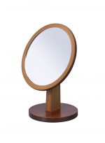 Homeroots - 10" Brown Round Framed Makeup Shaving Tabletop Mirror - Image 2