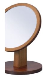 Homeroots - 10" Brown Round Framed Makeup Shaving Tabletop Mirror - Image 3